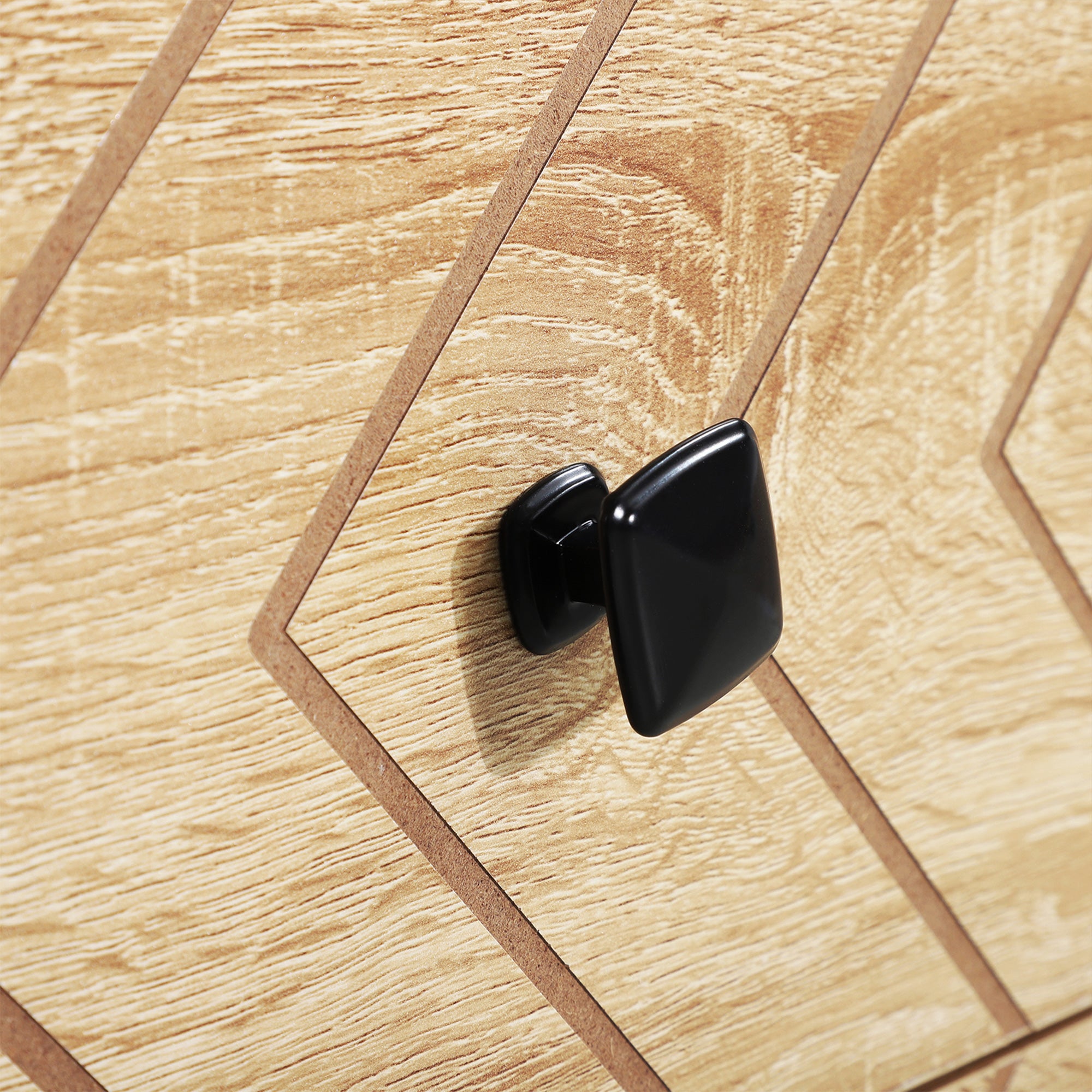 Kozy Bedroom Chest of Drawers, 6 Drawer Dresser, Sideboard Cabinet with Zigzag Design and Metal Base, Storage Drawer Unit, 120x71cm, Natural