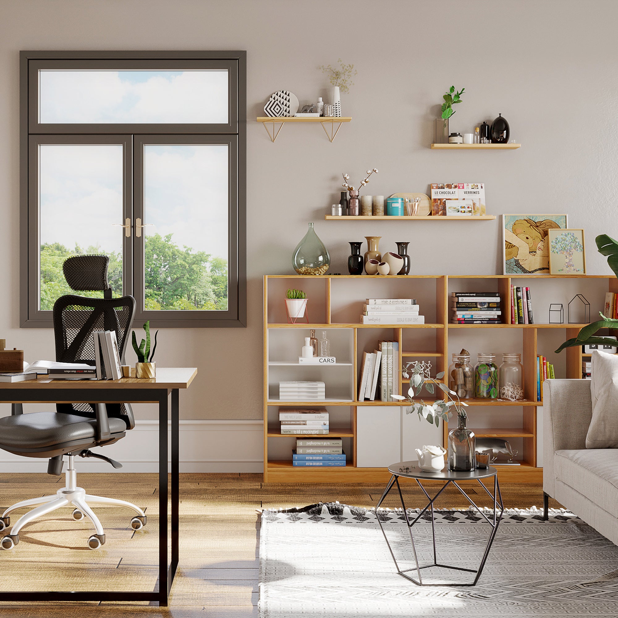 Kozy Round Side Table, Minimalist End Table with Steel Frame, Small Coffee Table for Living Room, Bedroom, Black