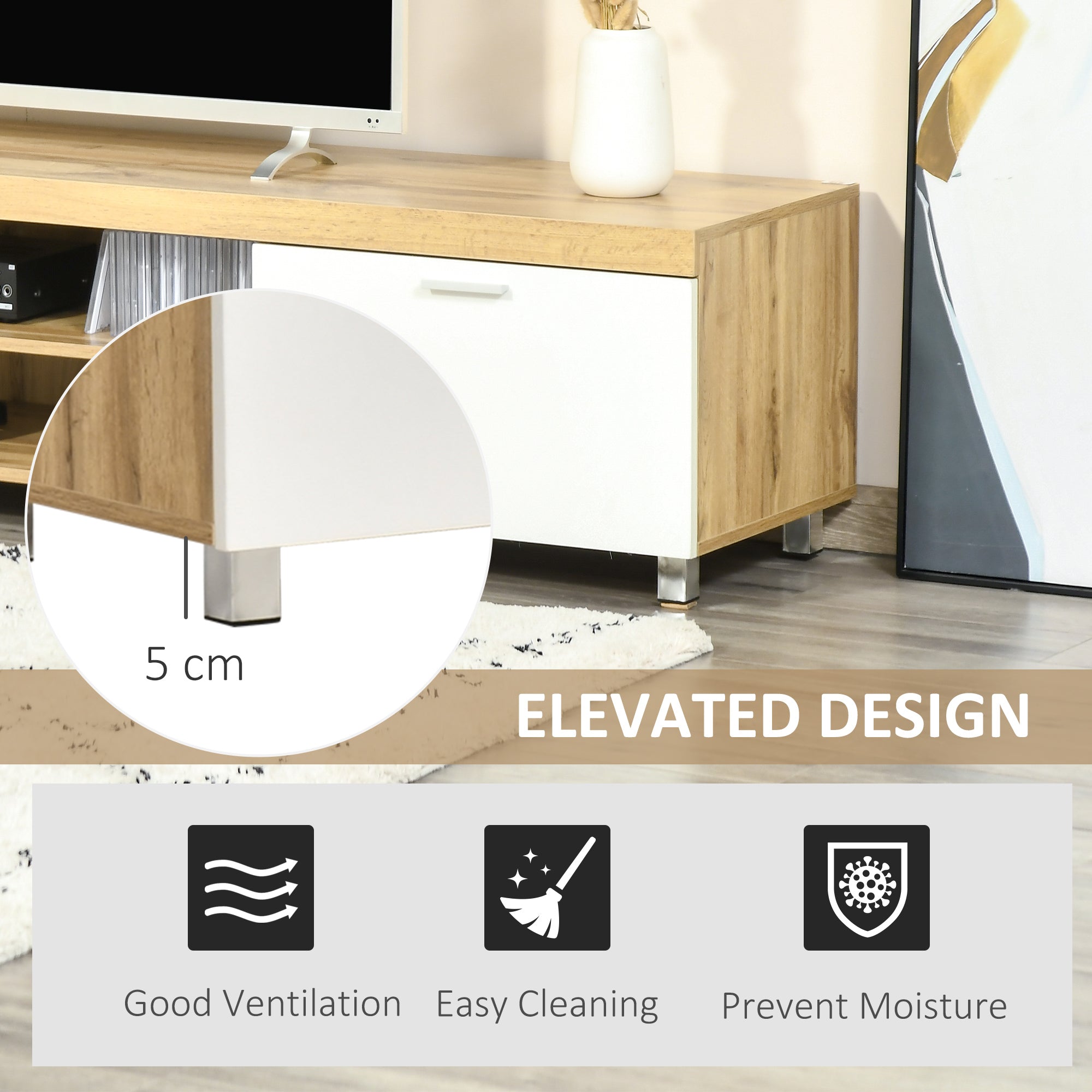 Kozy Modern TV unit Cabinet Entertainment Centre for TVs up to 90" w/ Cabinet Shelf for Living room Bedroom