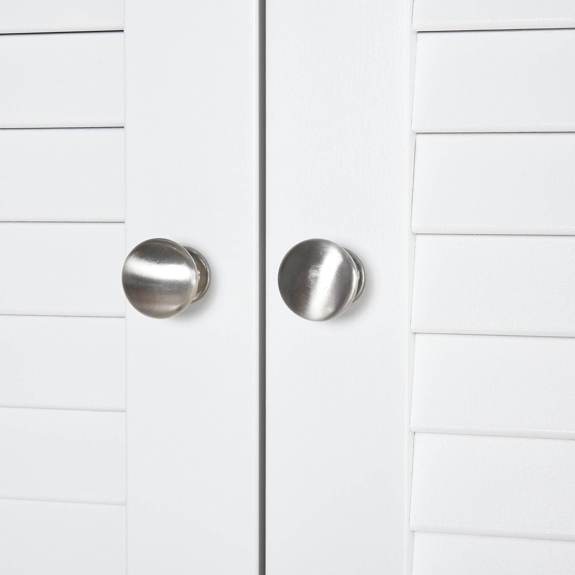 Kozy Tall Freestanding Bathroom Cabinet Retro Shutters w/ 3 Compartments Shelves Elevated Base Narrow Organiser White 60L x 30W x 182.5H cm