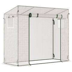 Outsunny 200x76x168cm Walk-in Garden Greenhouse Patio Lean to Hot House, Plants Flowers Herbs Tomato Grow w/ Steel Frame Door Window Patio | Aosom UK