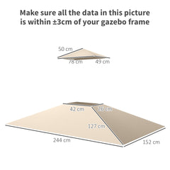 Kozy - Grill Gazebo Replacement Canopy Roof for 1.5 x 2.4m Frame, UPF50+ Protection, Double Tiered 5' x 8' Outdoor BBQ Gazebo Cover Replacement, TOP COVER ONLY, Beige