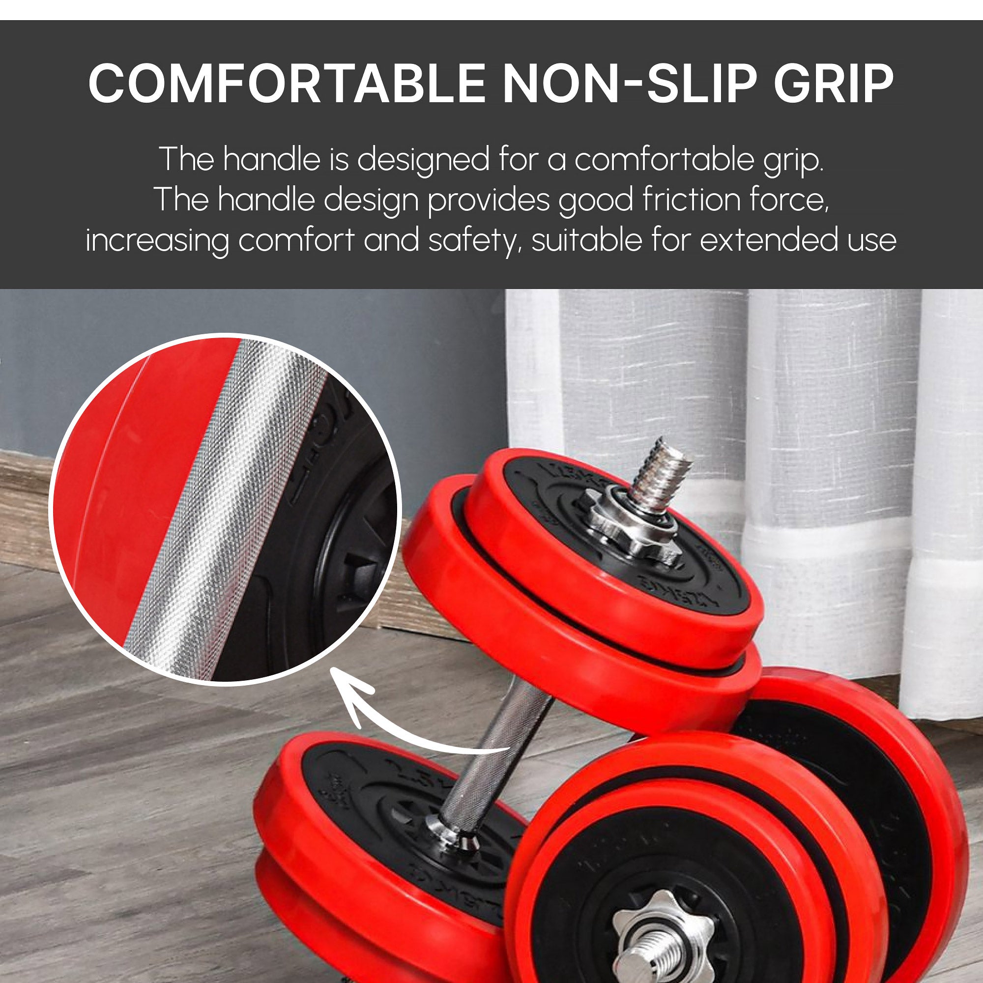 Kozy 20KGS 2-In-1 Dumbbell & Barbell Adjustable Set Strength Muscle Exercise Fitness Plate Bar Clamp Rod Home Gym Sports Area