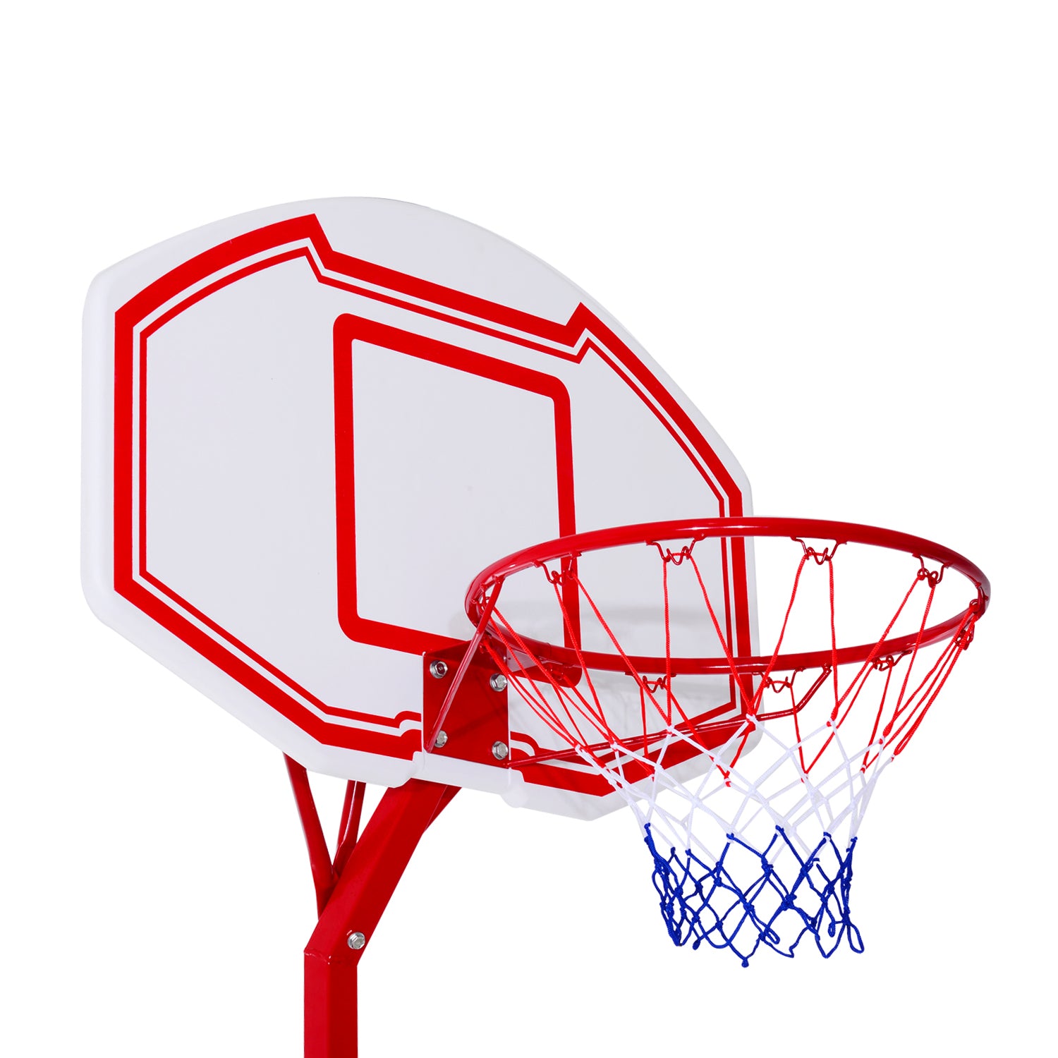 HOMCOM Steel Basketball Stand Height Adjustable Hoop Backboard Red