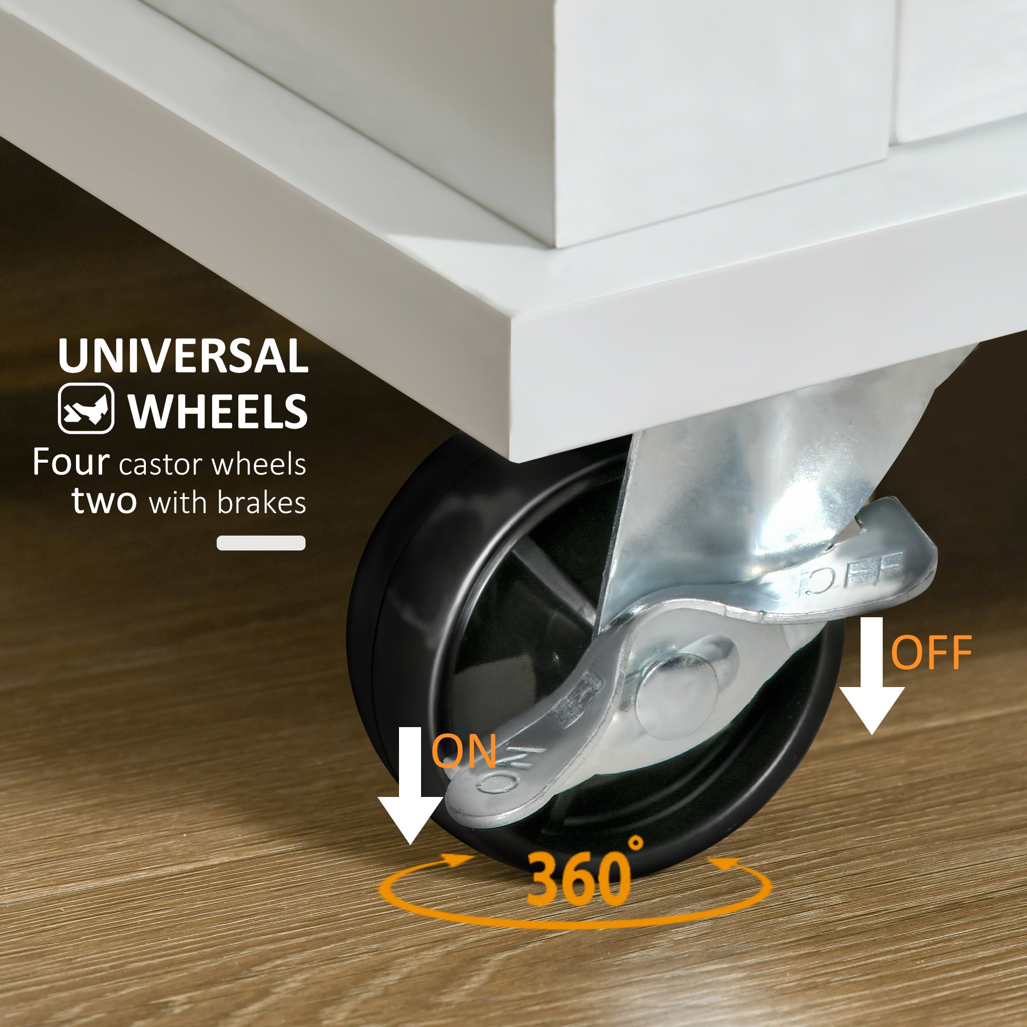 Kozy Kitchen Cart Storage Trolley Wooden Cabinet with Drawer Cupboard Towel Rail White