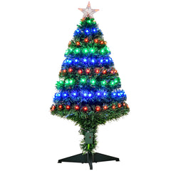 HOMCOM 3ft 90cm Fiber Optic Xmas Tree Artificial Christmas Tree | Aosom UK