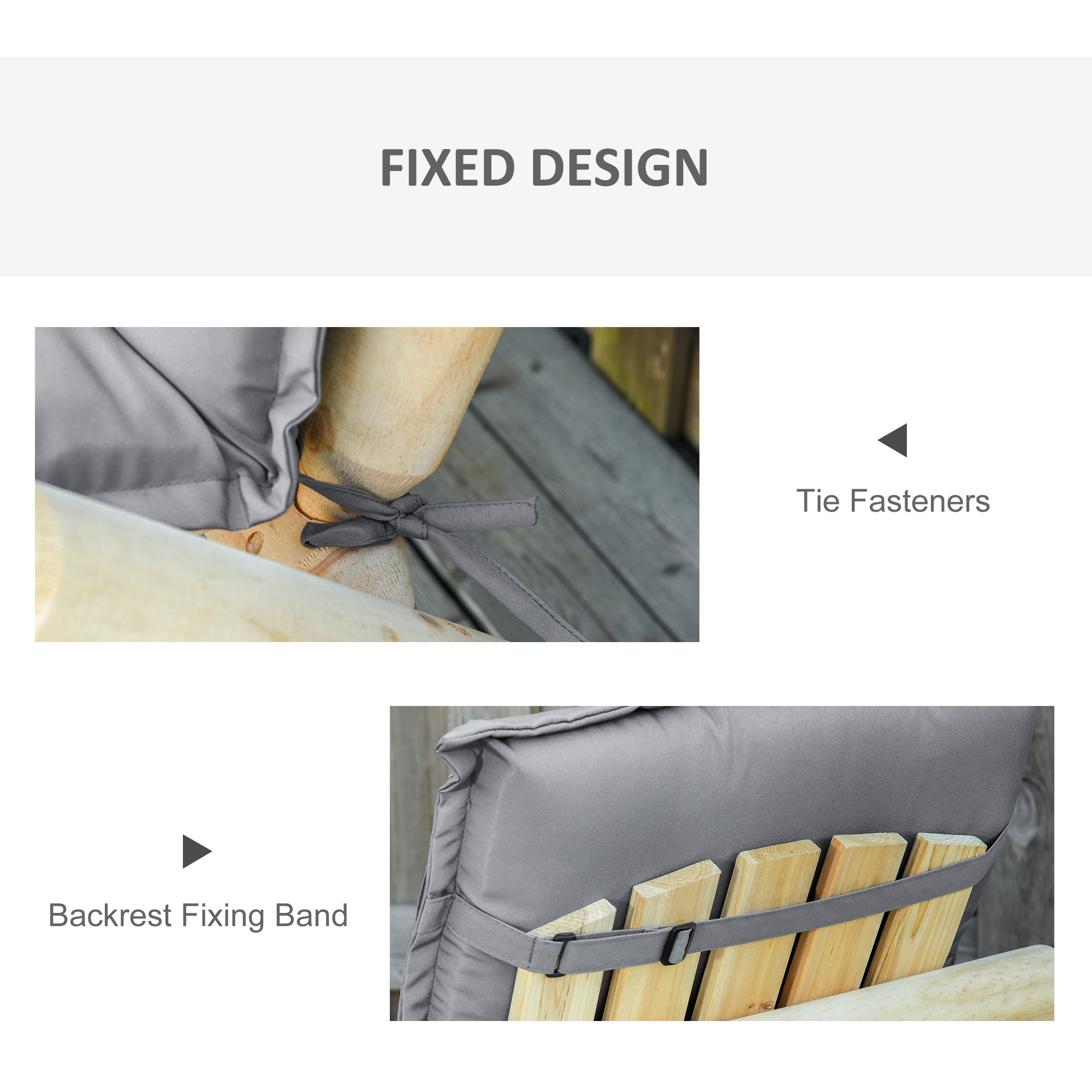 Kozy Set of 2 Outdoor Chair Cushions, High Back Padded Patio Chair with Pillow for Indoor and Outdoor Use, Dark Grey