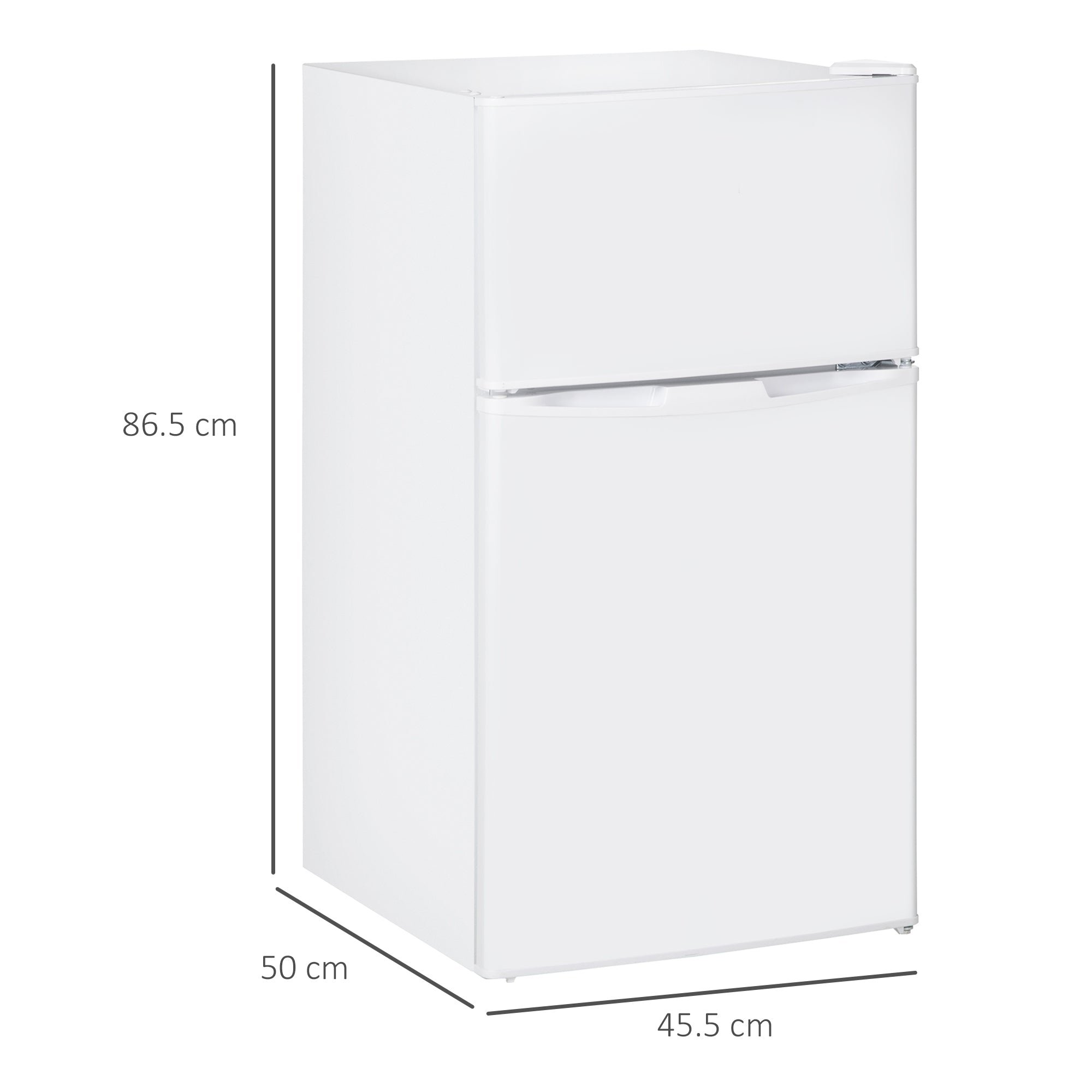 Kozy - 88L Under Counter Fridge Freezer, Small Refrigerator with 5-Setting, 3 Star Freezer Rating, White