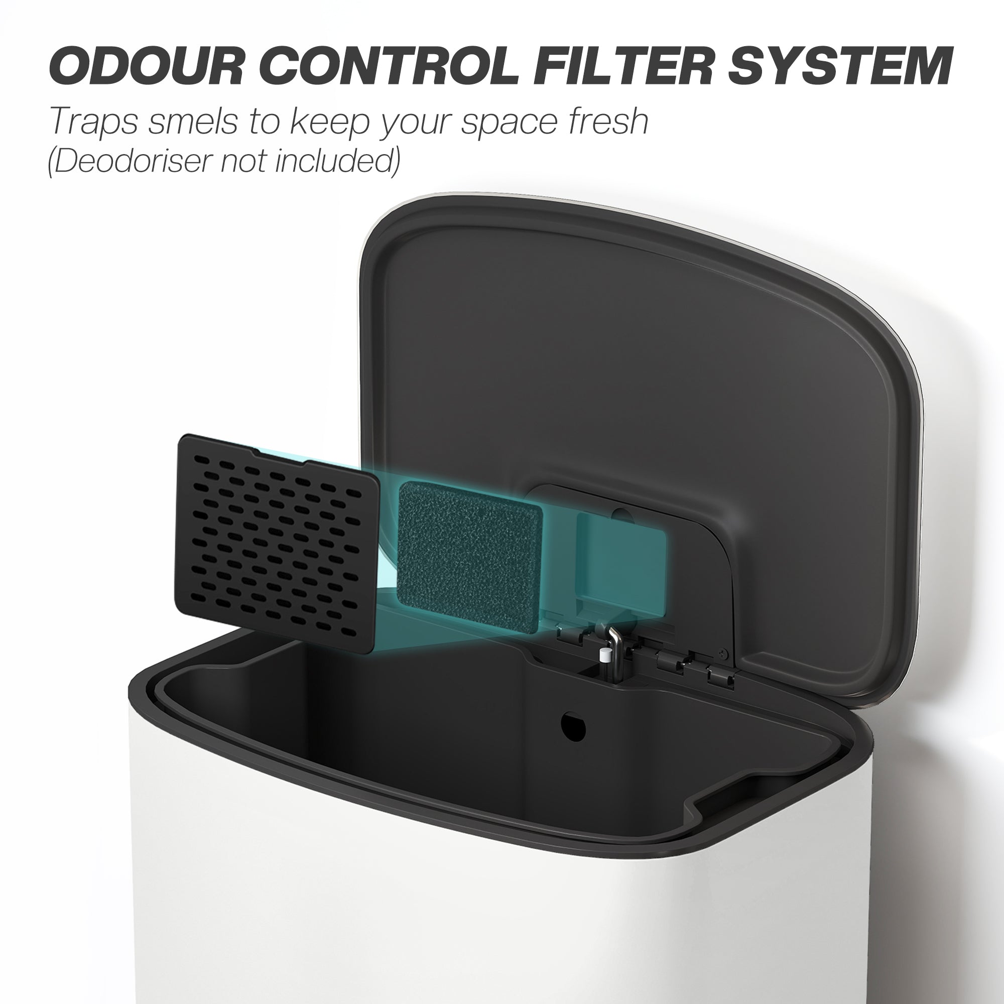 Kozy 50L Kitchen Bin with Soft-Close Lid and Stay-Open Function, Stainless Steel Pedal Bin with Removable Inner Bucket, Carry Handle for Kitchen, Office, Home, Cream