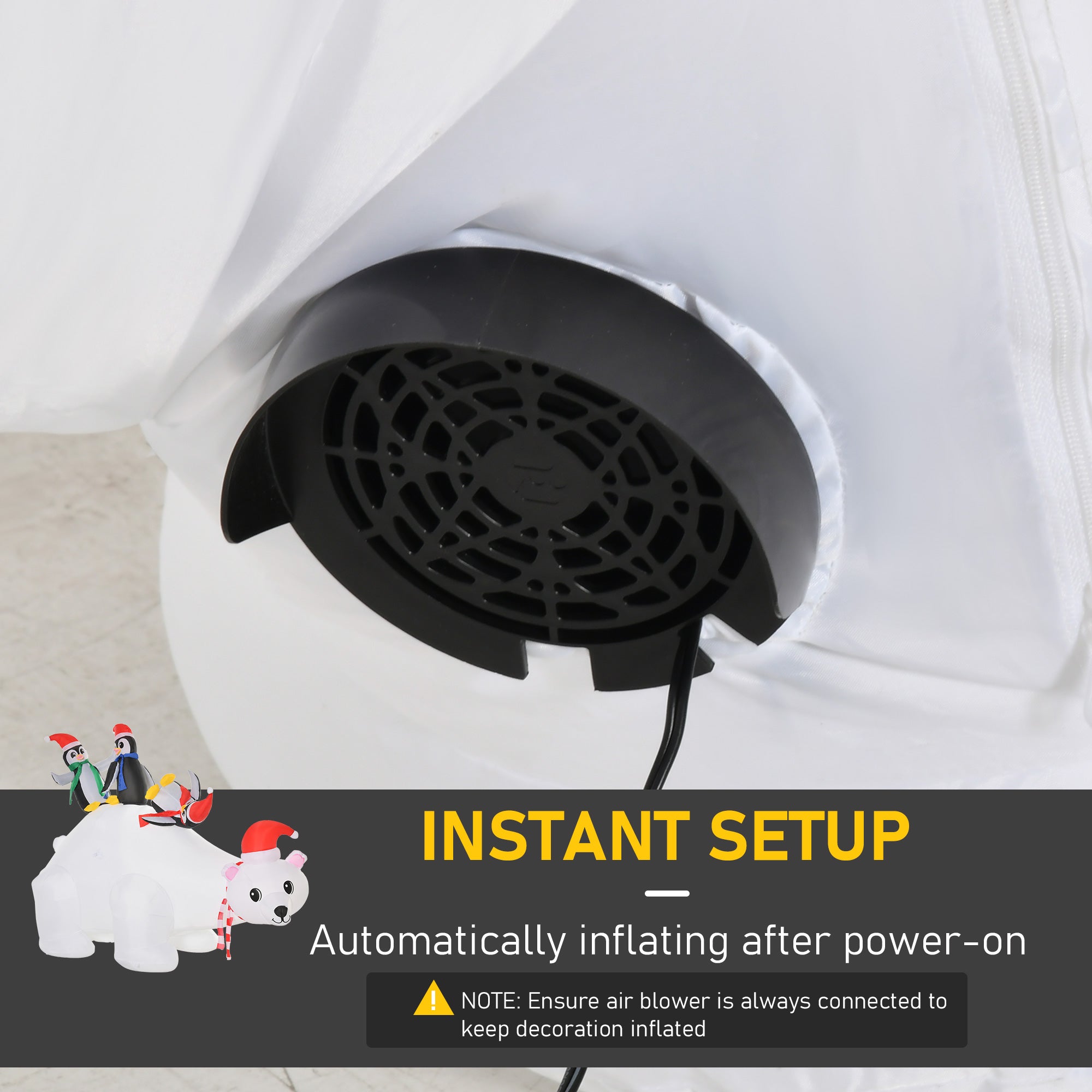 Kozy 5ft Outdoor Christmas Inflatable with LED Light, Lighted Blow up Polar Bear with Three Penguins, Giant Yard Party Decoration for Home Garden Lawn Party Prop