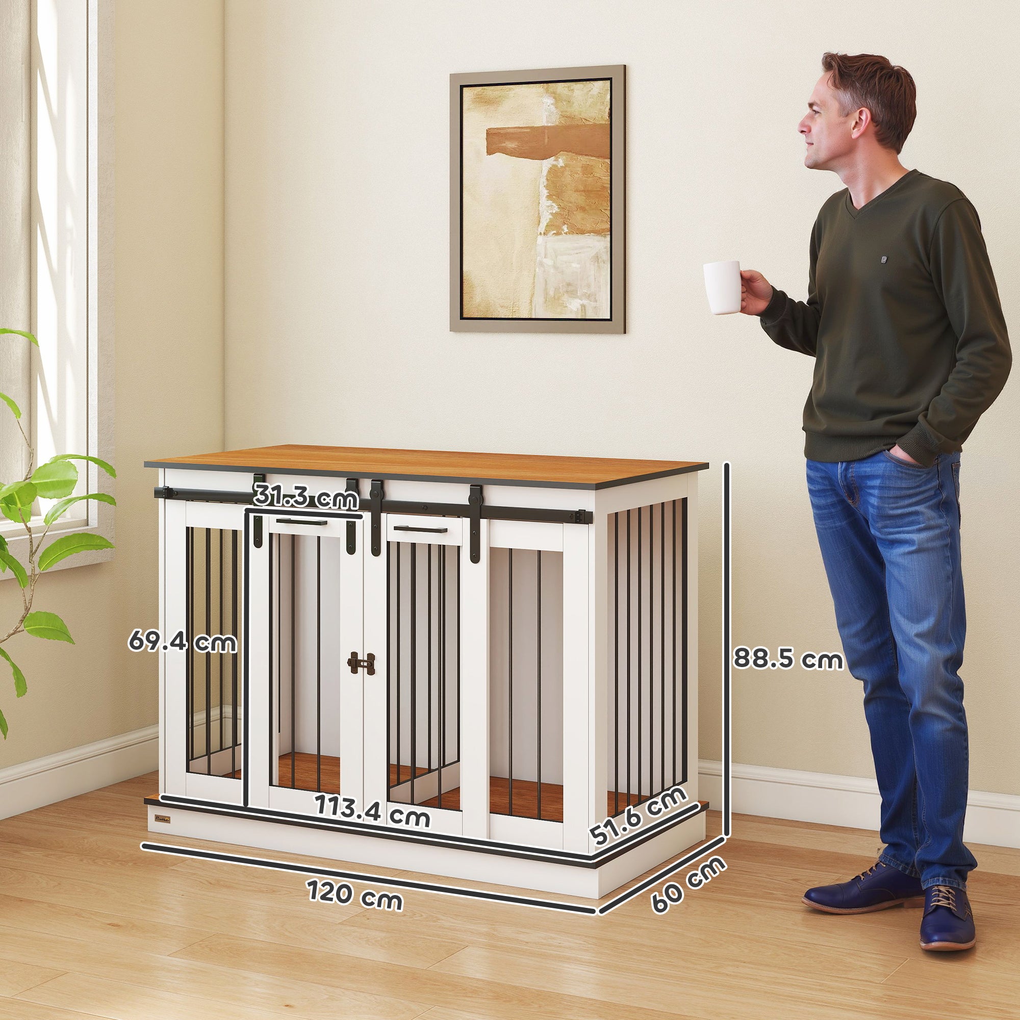Kozy Dog Crate Furniture for Large Dogs, Double Dog Cage for Small Dogs