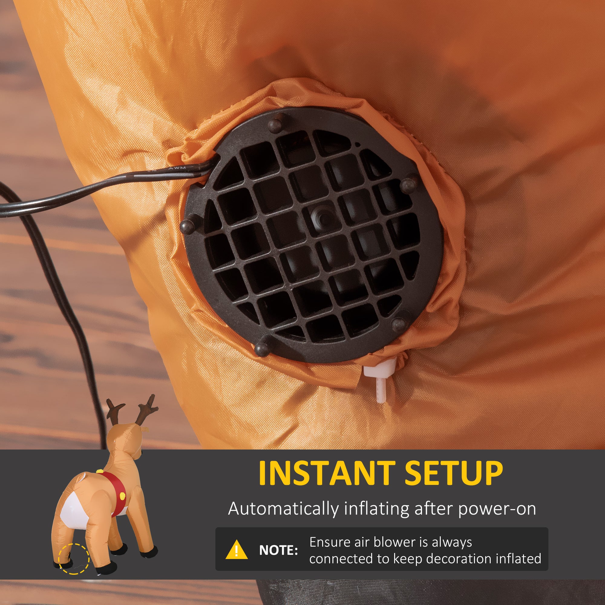 Kozy 6ft Christmas Inflatable Reindeer Decoration Xmas Indoor Outdoor Fun w/ Lights Accessories Holiday Blow Up Decor Animal