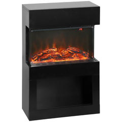 Kozy - Electric Fireplace with 3D Flame Effect, 6 Colours & 3 Brightness Levels, 1000W/2000W Black Electric Fire and Mantel Reach up to 30㎡ Space with Remote & Timer, 3 Sided View for Living Room