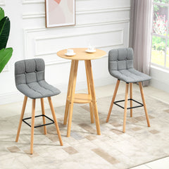 Kozy Breakfast Bar Stool Set of 2 Armless Button-Tufted Counter Height Bar Chairs with Wood Legs & Footrest, Grey