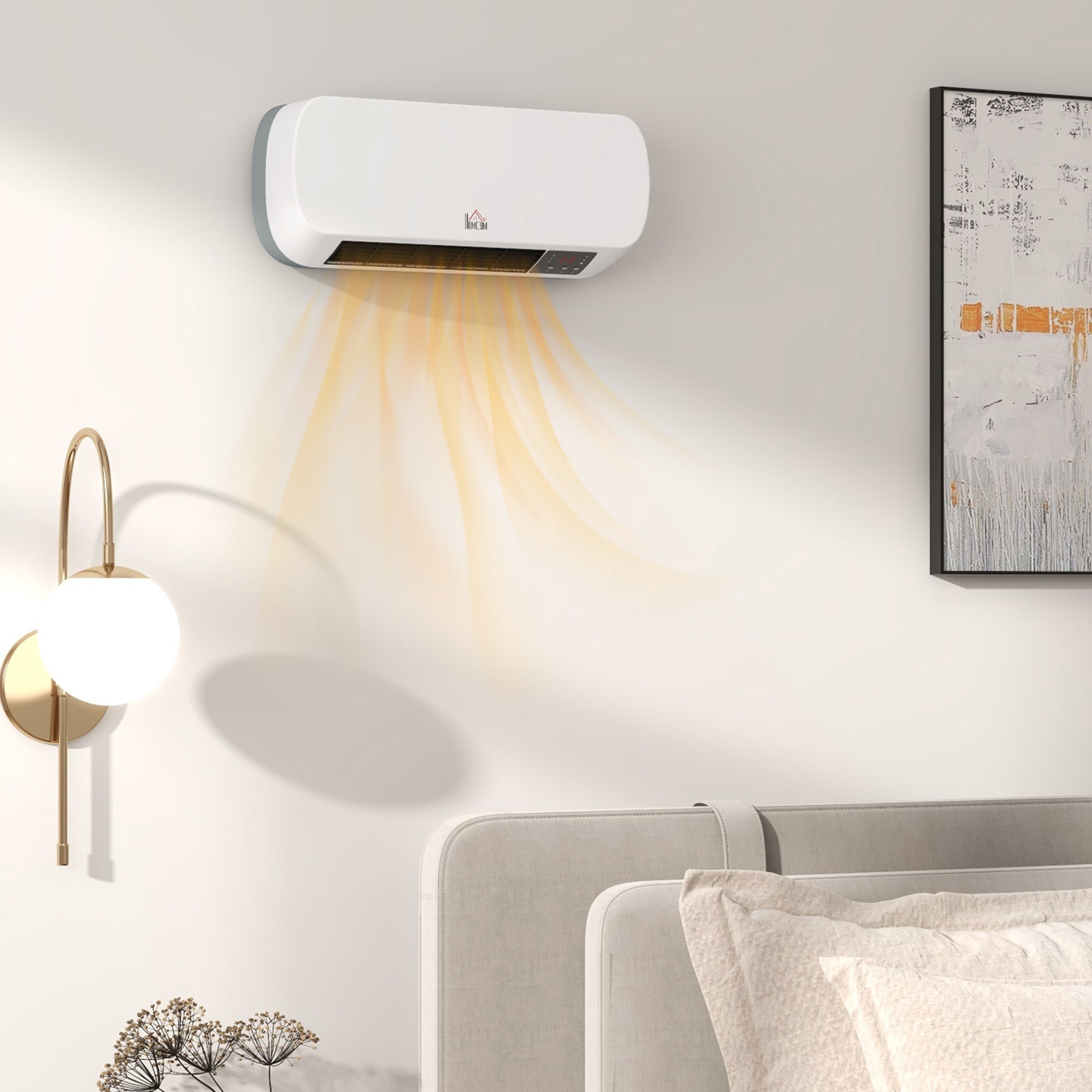Kozy - 2000W Wall Mounted Ceramic Space Heater, 10-49°C Temperature, White