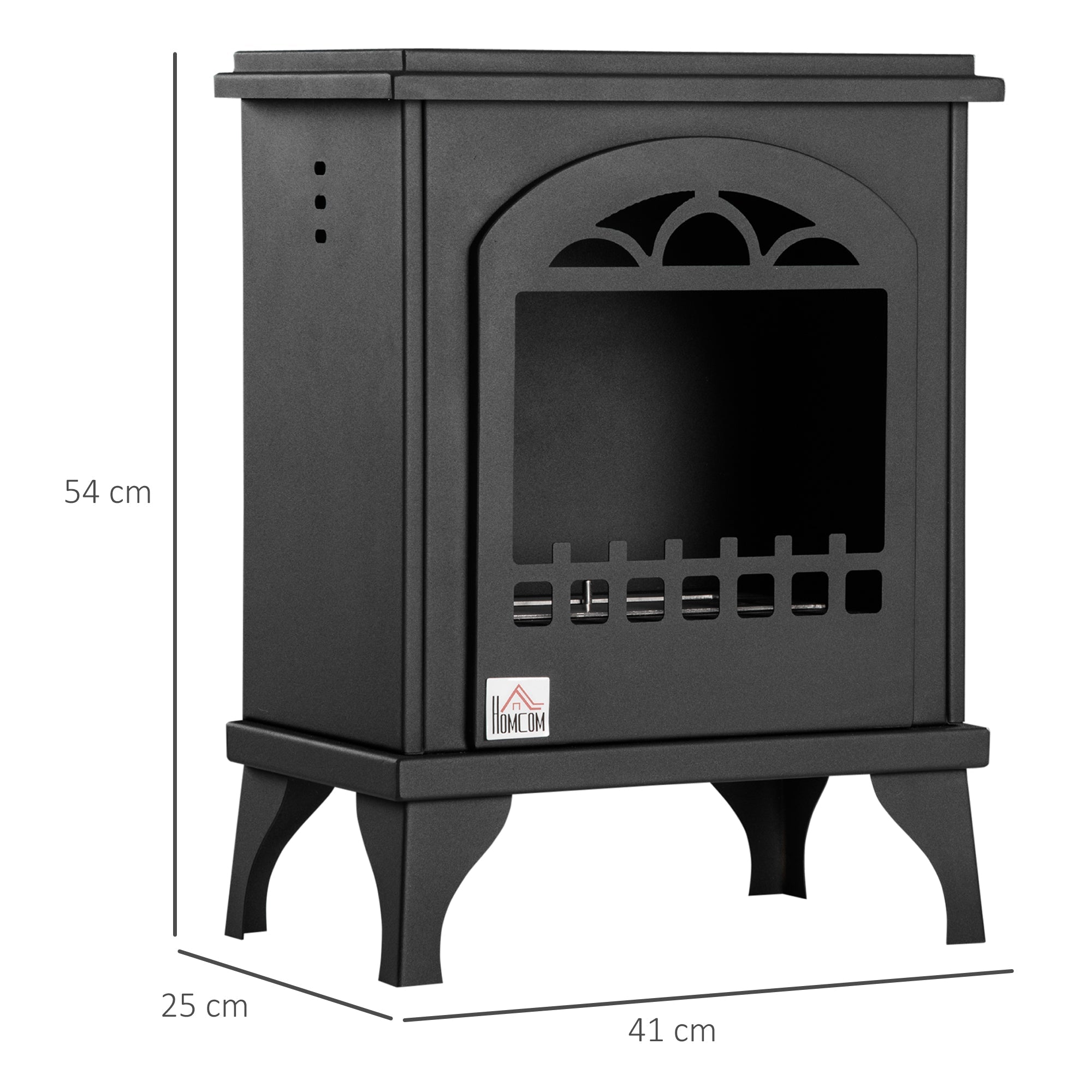 HOMCOM Free Standing Ethanol Fireplace, Bioethanol Heater Stove Fire with 1.5L Tank, 3 Hours Burning Time, Black