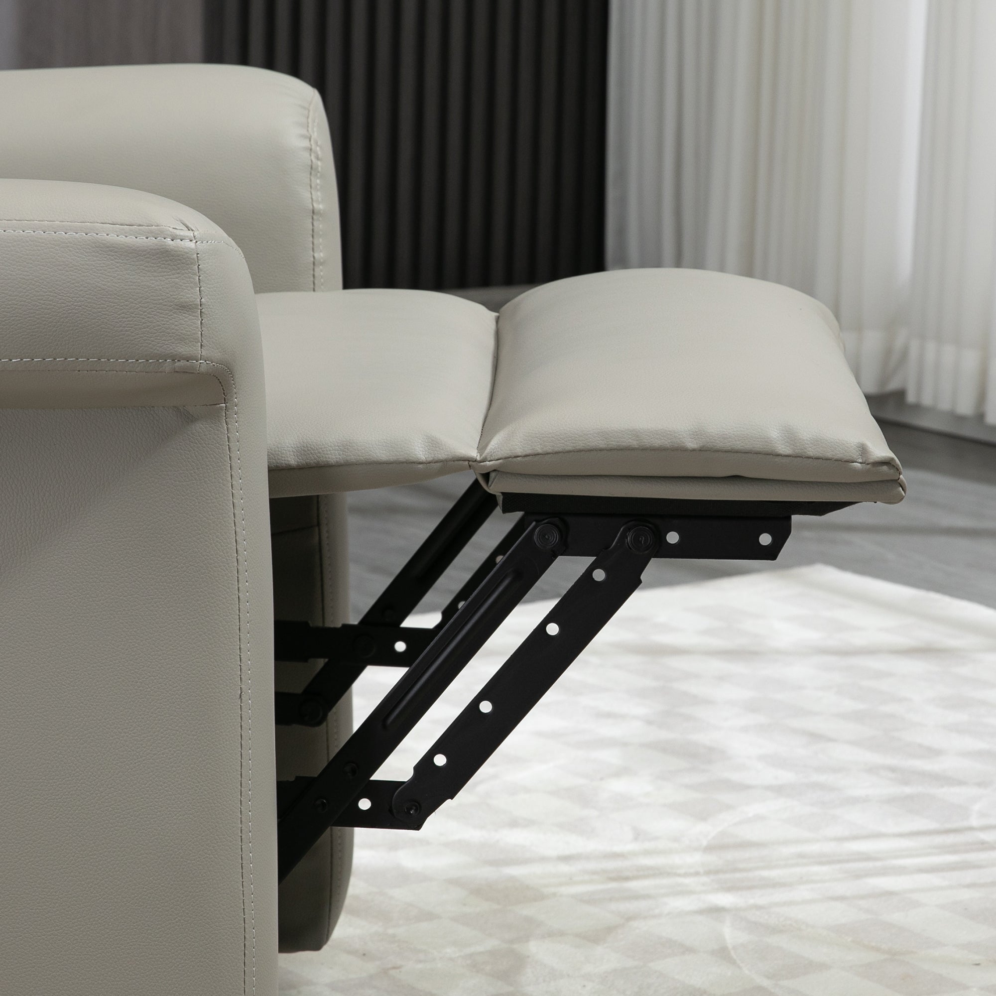 Kozy Power Lift Chair Armchair for the Elderly, PU Leather Recliner Chair with Extended Footrest, Remote Control and Side Pocket, Grey