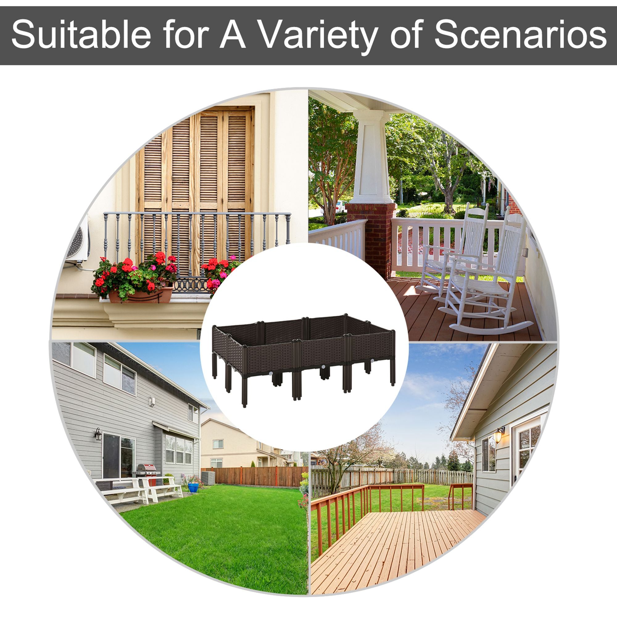 Kozy Set of 6 26L Garden Raised Bed Elevated Patio Flower Plant Planter Box PP Vegetables Planting Container, Brown