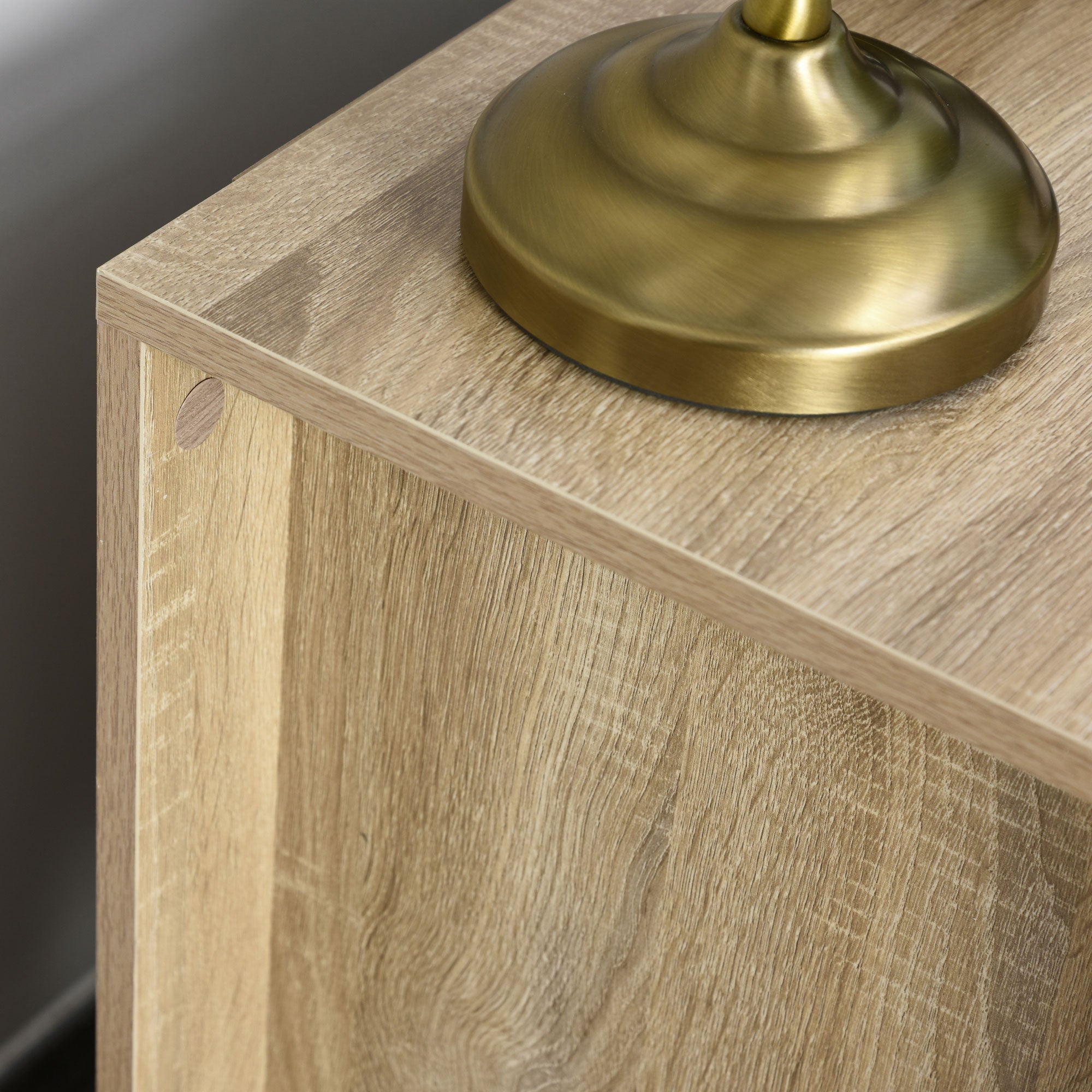 Kozy Bedside Table with 2 Drawers, Nightstand with Handles and Elevated Base, Side Table for Bedroom, Living Room, Brown