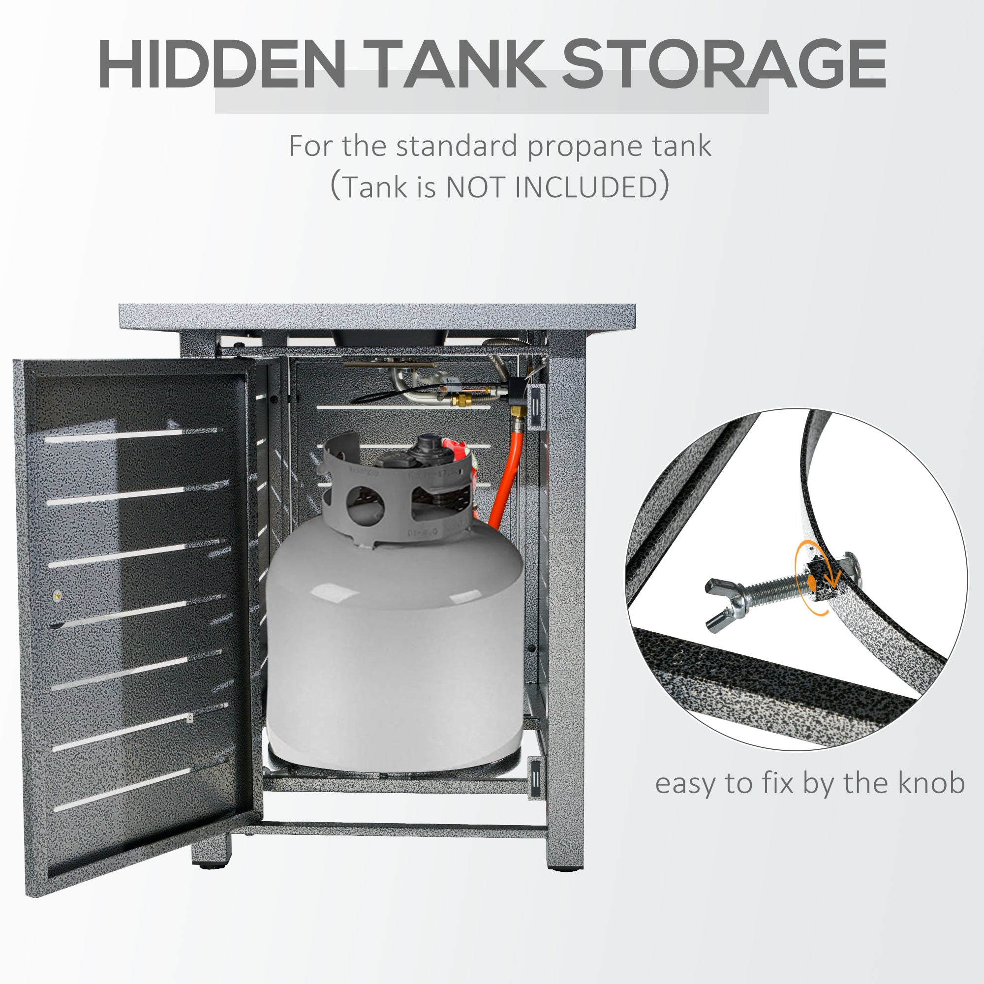 Kozy Propane Gas Fire Pit Table, 50000BTU Smokeless Firepit Outdoor Patio Heater with Protective Cover, Lava Rocks and Lid, 107cm x 51cm x 63cm, Silver Grey