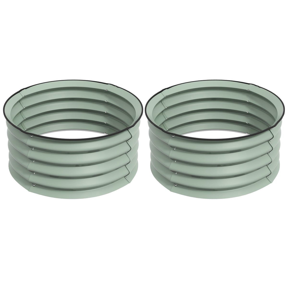 Outsunny Set of 2 Raised Garden Bed, Metal Planter Box with Safety Edging, Easy-to-assemble Stock Tank, Green | Aosom UK