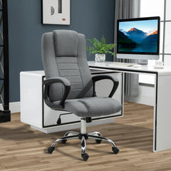 Kozy Linen-Look Swivel Office Chair - Dark Grey