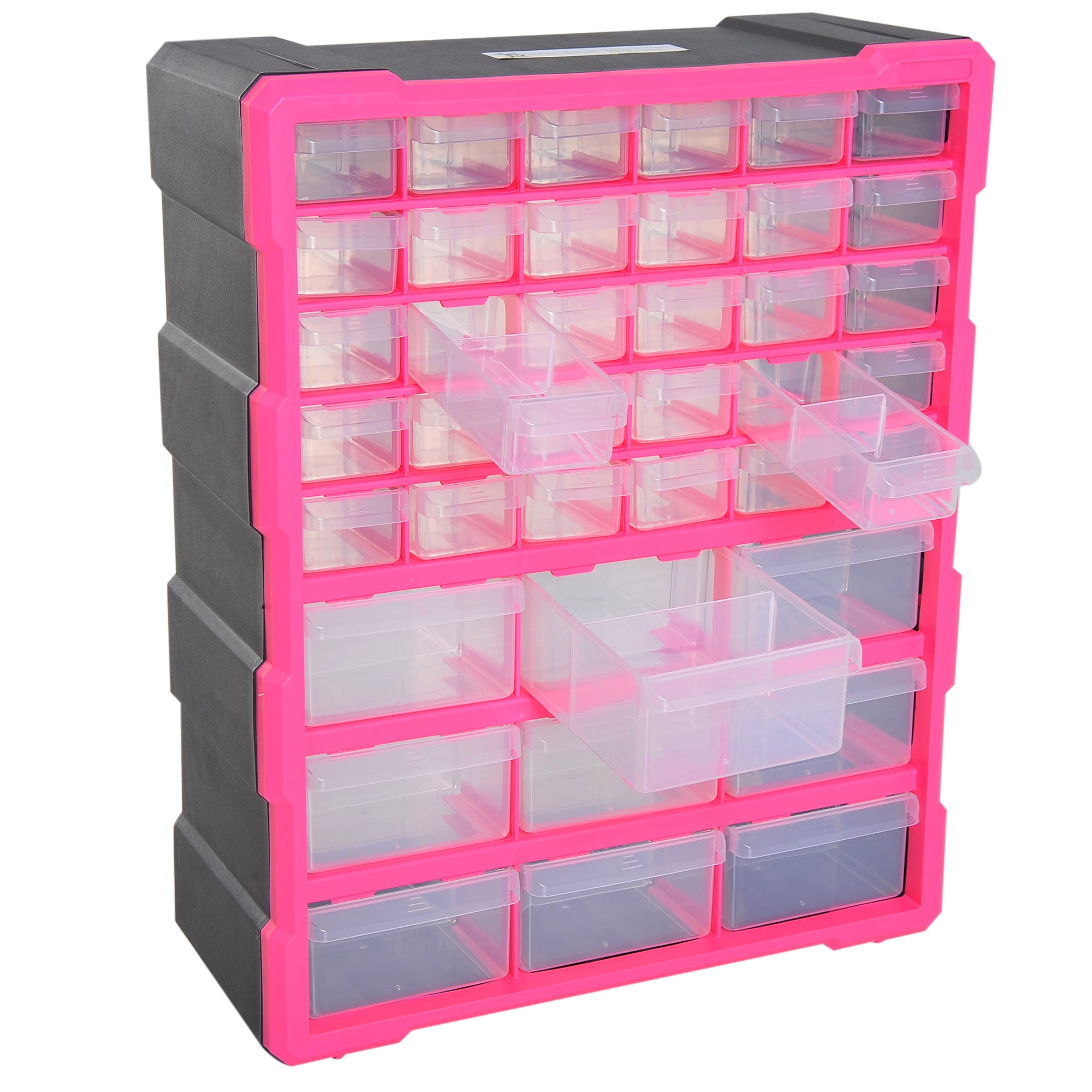 DURHAND Organiser with 39 Drawers, Plastic Storage Cabinet for Small Parts, 38Lx16Dx47.5H cm, Rose Red