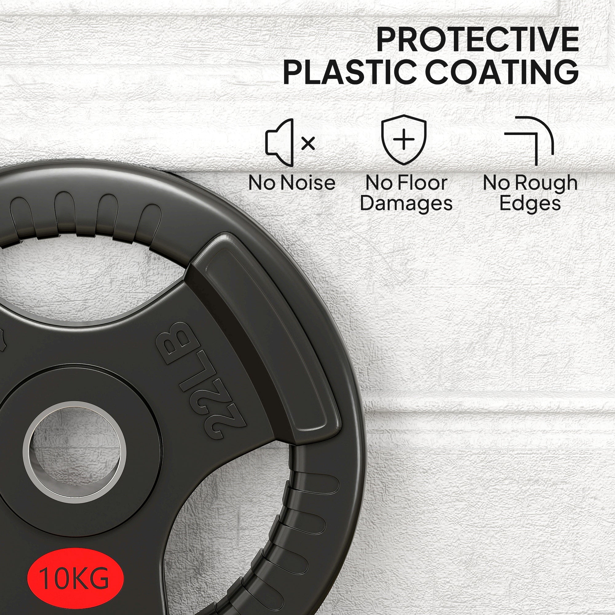 Kozy Olympic Weight Plates, 2"/5cm Weight Disc Pair with Tri-Grips, 2 x 10kg Dumbbell Plates for Weightlifting and Strength Training Home Gym Fitness Workout, Black