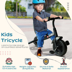 HOMCOM Ride On Tricycle 3 Wheels Plastic Pedal Trike for Kids over 18 Months , Black | Aosom UK
