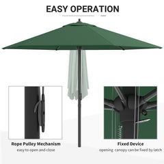 Kozy 2.8m Garden Parasol Umbrella, Round Outdoor Market Table Umbrella Sun Shade Canopy, Green