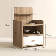 Kozy - Multi-Storage Bedside Table - White/Wood-Effect