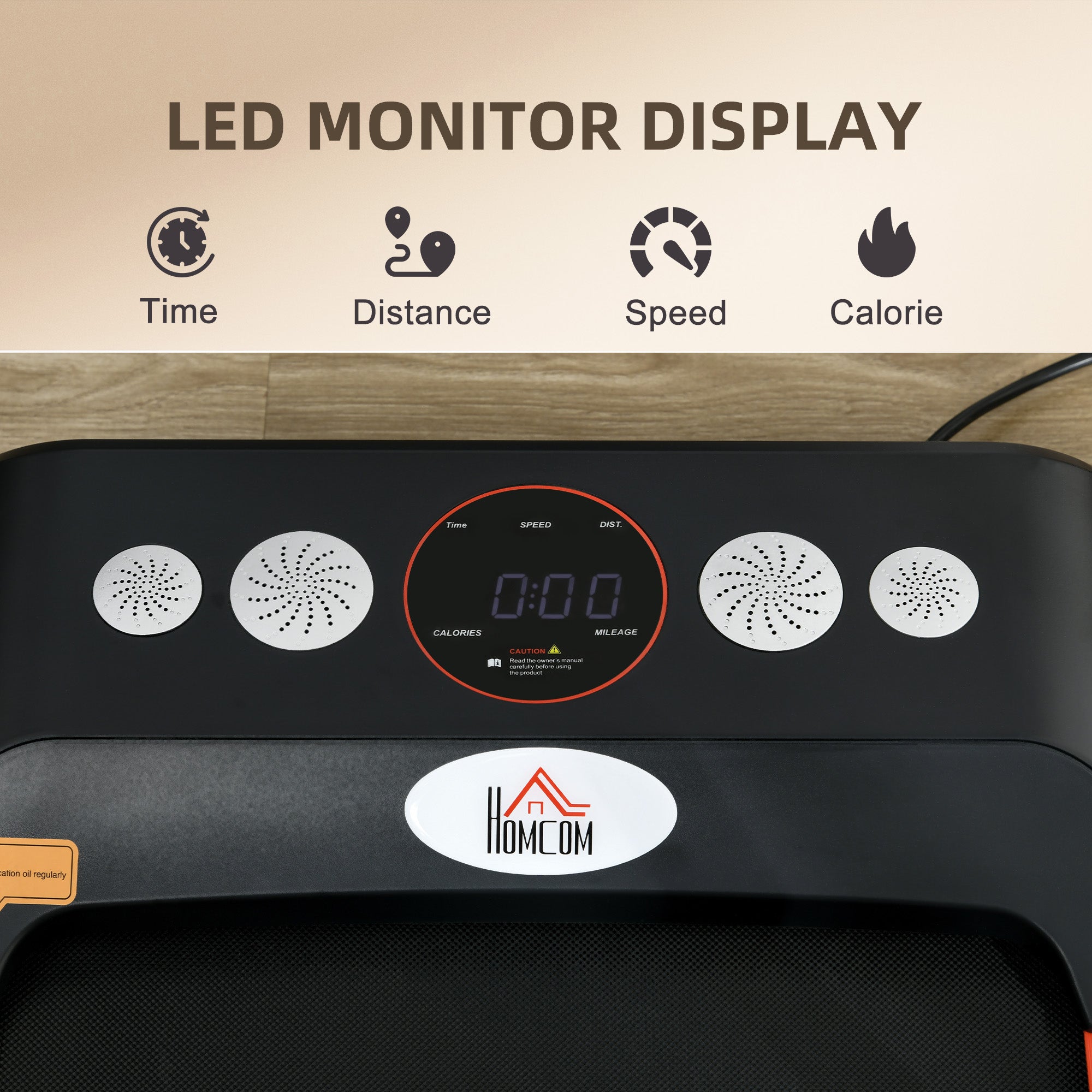 Kozy Foldable Walking Treadmill, with LED Display and Wheels, for Home, Office, Gym, Red