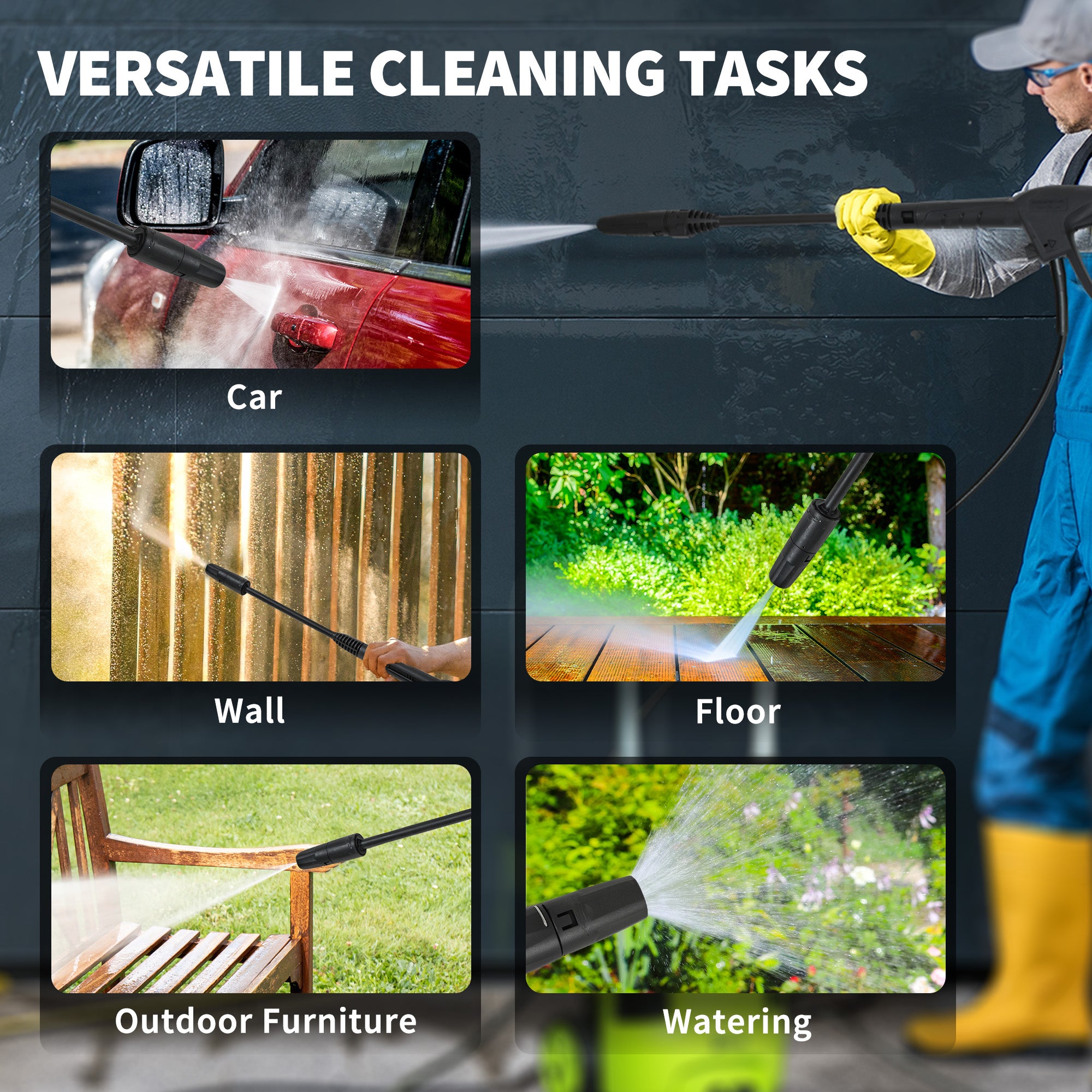 Kozy 2200W High Pressure Washer, 170 Bar Pressure, 420 L/h Flow, Portable Electric Power Washer Jet Wash Cleaner with Adjustable Nozzle 6M Hose and Hose Reel for Home Patio Car Driveway