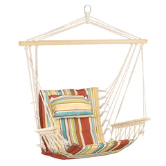 Kozy Hanging Hammock Chair Swing Chair Thick Rope Frame Safe Wide Seat Indoor Outdoor Home, Patio, Yard, Garde Spot Stylish Multi-Color Stripe