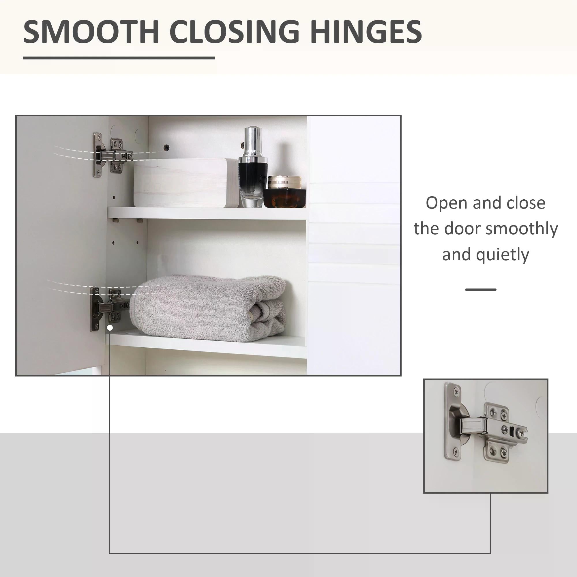 kleankin Bathroom Mirror Cabinet, Wall Mount Storage Cabinet with Double Door, Adjustable Shelf, 54cm x 15cm x 55cm, White