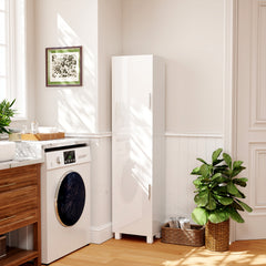 Kozy - Tall Bathroom Cabinet, Freestanding Bathroom Cabinet with Adjustable Shelves and Double Doors
