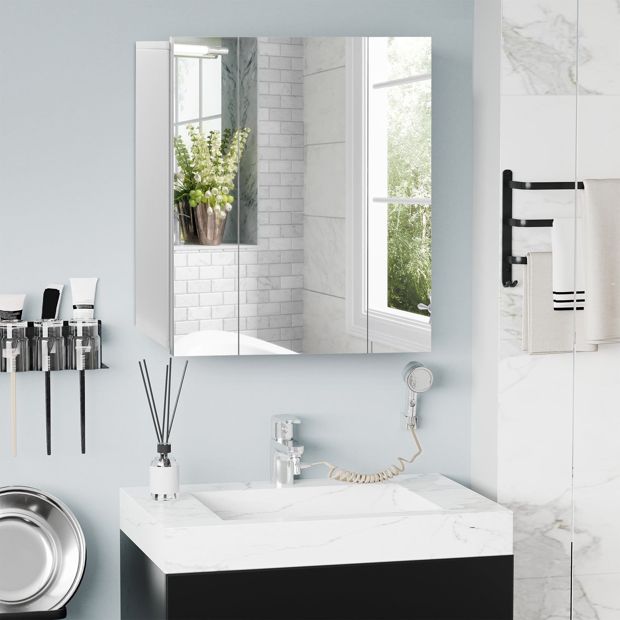Kozy Wall Mounted Mirror Cabinet - White