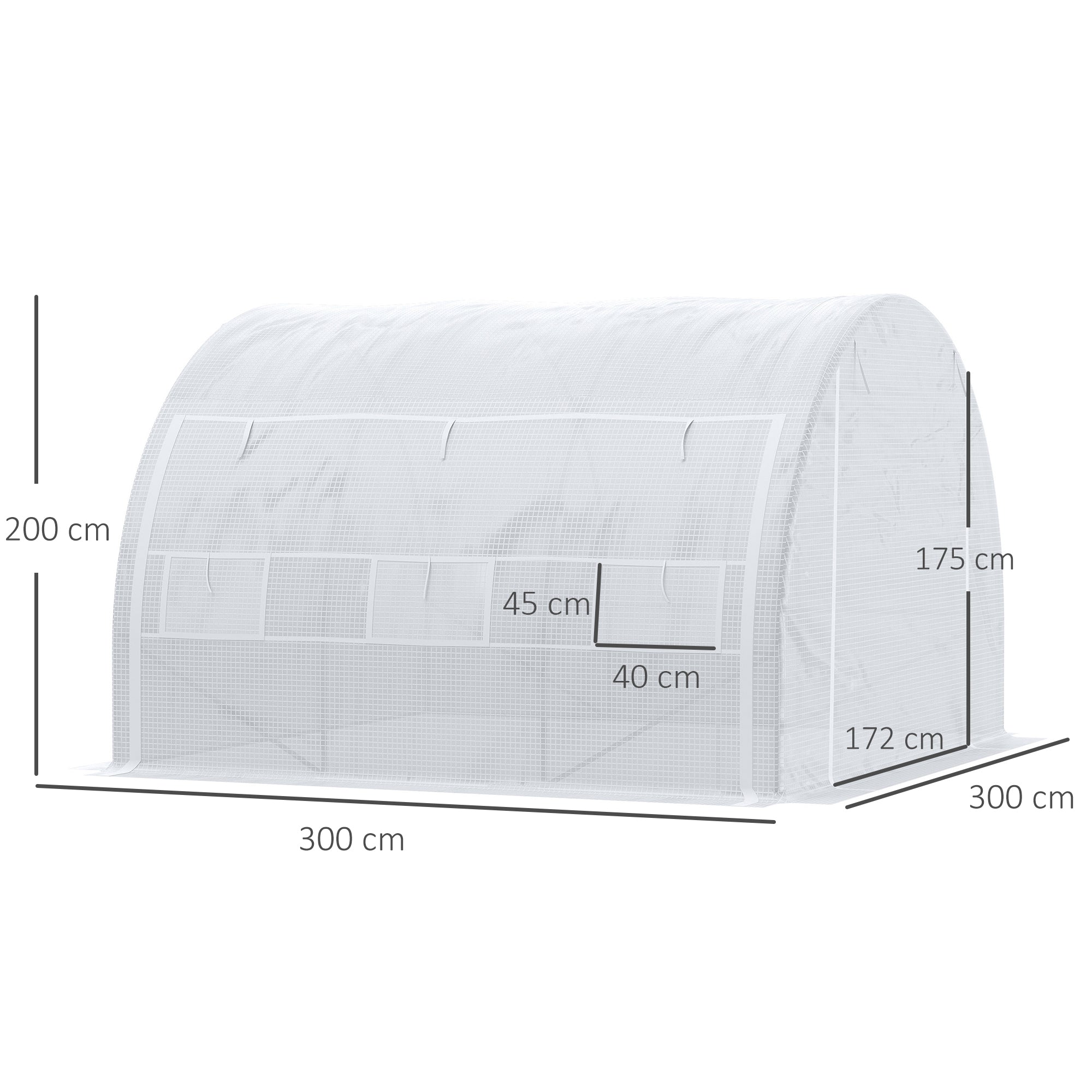 Kozy 3 x 3 x 2 m Polytunnel Greenhouse with Roll-up Side Walls, Walk-in Grow House Tent with Steel Frame, Reinforced Cover, Zipped Door and 6 Mesh Windows for Garden, White