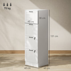 Kozy 4 Drawer Filing Cabinet with Lock, Office Storage Cabinet with Adjustable Hanging Bars for A4 Letter Size Files, White