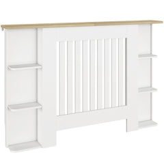 Kozy Radiator Cover with Open Storage Shelves, Vertical Slatted Cabinet Shelf Heater Cover for Living Room, Hallway, Medium, White (H: 83 / W: 124 / D: 19 cm)