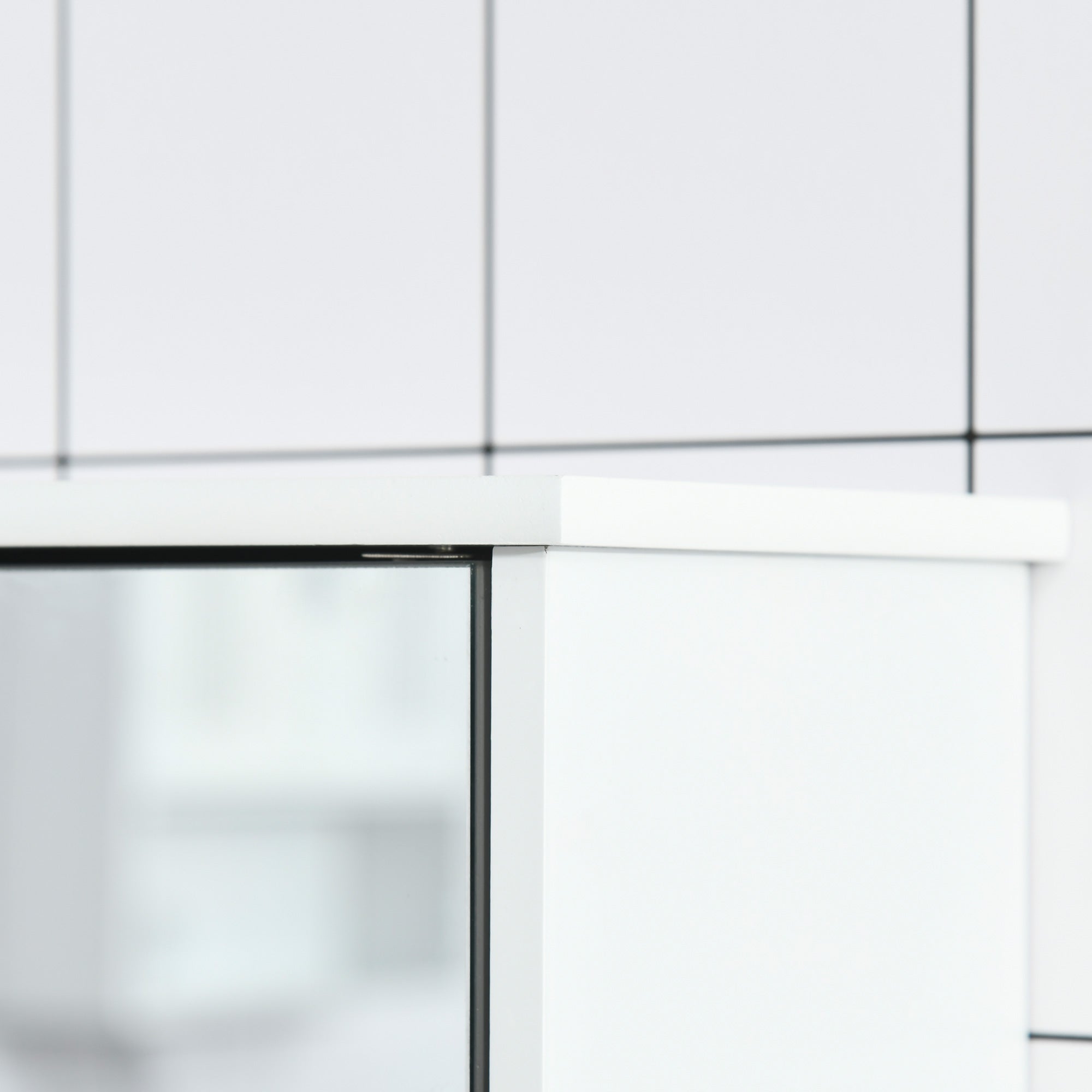 Kozy Bathroom Mirror Cabinet, Wall Mounted Storage Cupboard with Double Doors and Adjustable Shelf, Bathroom Organizer, Grey