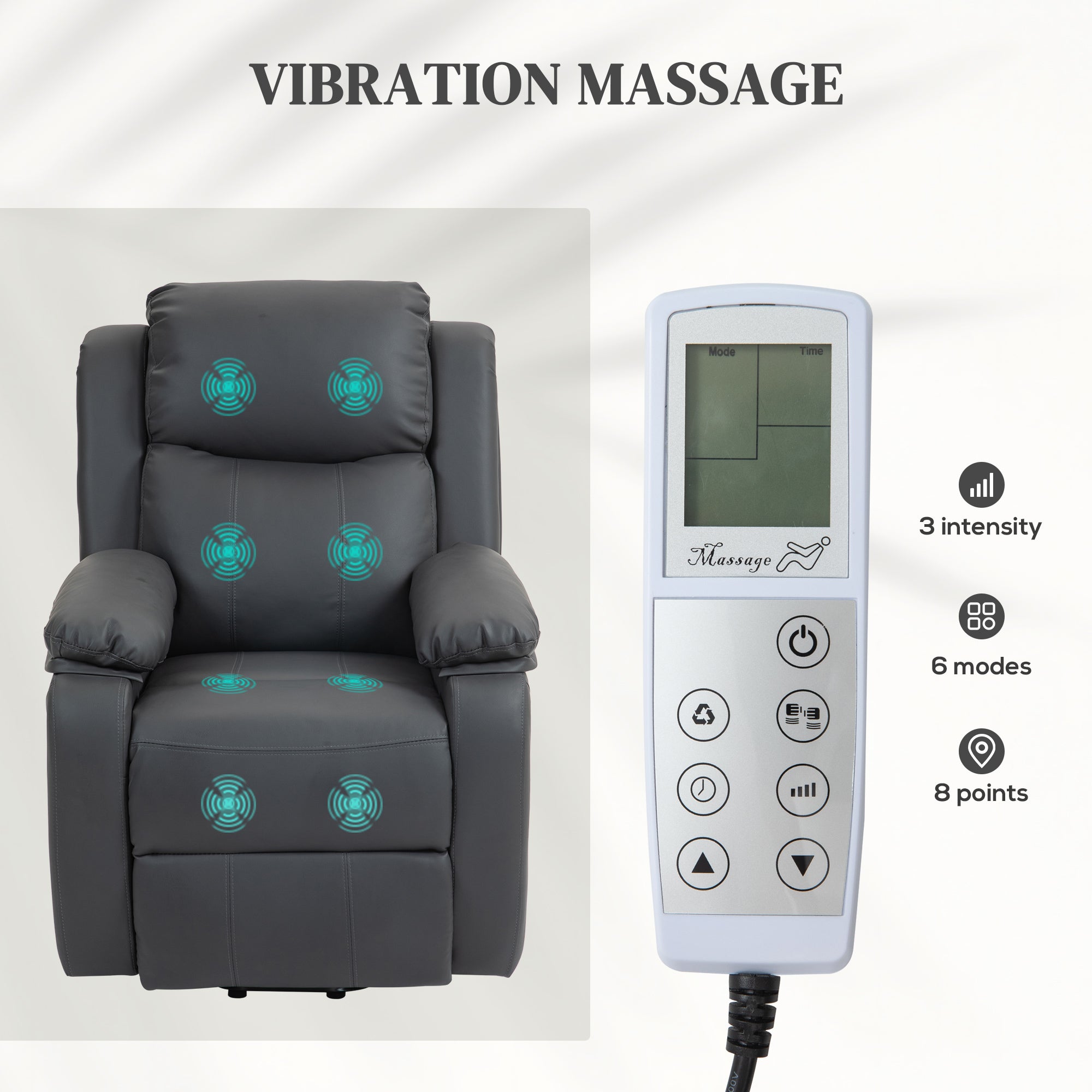 Kozy - Riser and Recliner Chair with Massage, Heat, Power Lift Recliner Chair for Elderly with Remote Control, Extended Footrest, Dual Side Pockets, Overstuffed Electric Reclining Armchair, Dark Grey