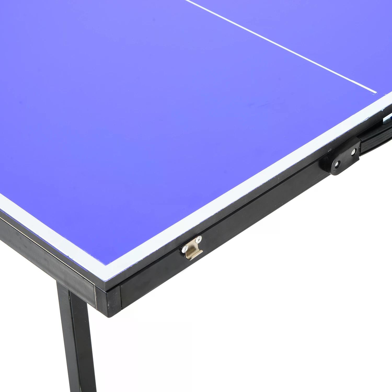 HOMCOM Folding Mini Compact Table Tennis Top Ping Pong Table Set Professional Net Games Sports Training Play Blue