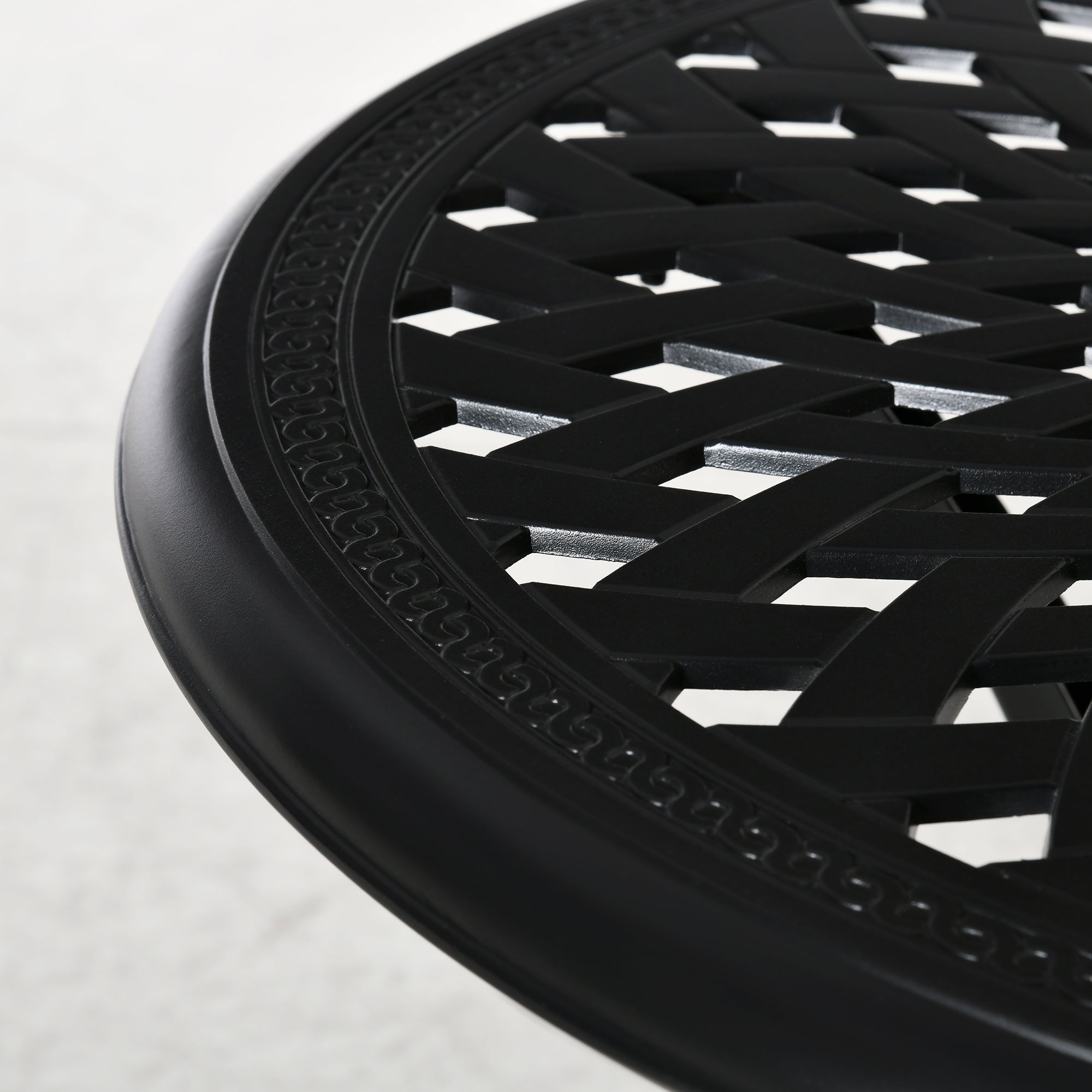 Kozy 78 cm Round Garden Dining Table with Parasol Hole Antique Cast Aluminium Outdoor Table Only, Black