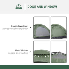Kozy 2 Person Camping Tent, Camouflage Tent with Zipped Doors, Storage Pocket, Portable Handy Bag, Dark Green