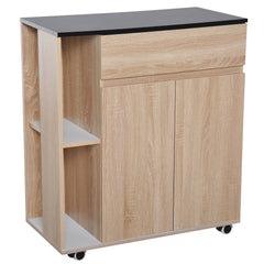 Kozy Kitchen Storage Trolley Cart Cupboard Rolling Island Shelves Cabinet With Door and Drawer Locking Wheels