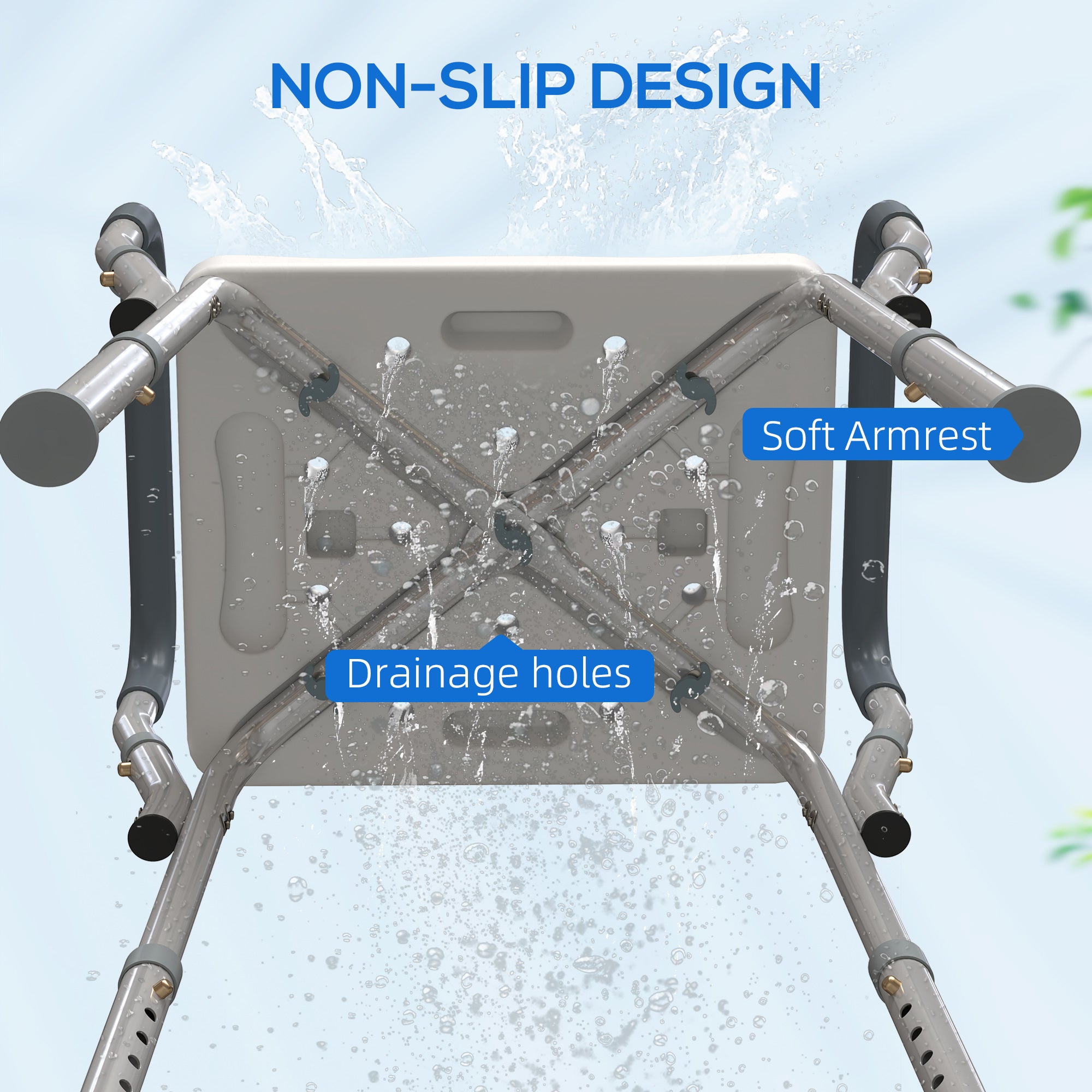 Kozy - 57-69cm Aluminium Frame Bath Seat - Light Blue