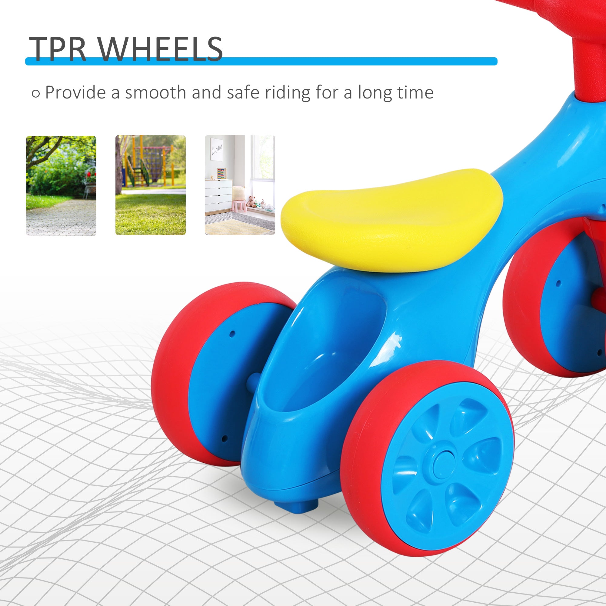 HOMCOM Toddler Balance Ride-On, Training Walker with Rubber Wheels, Safe and Fun, Blue | Aosom UK