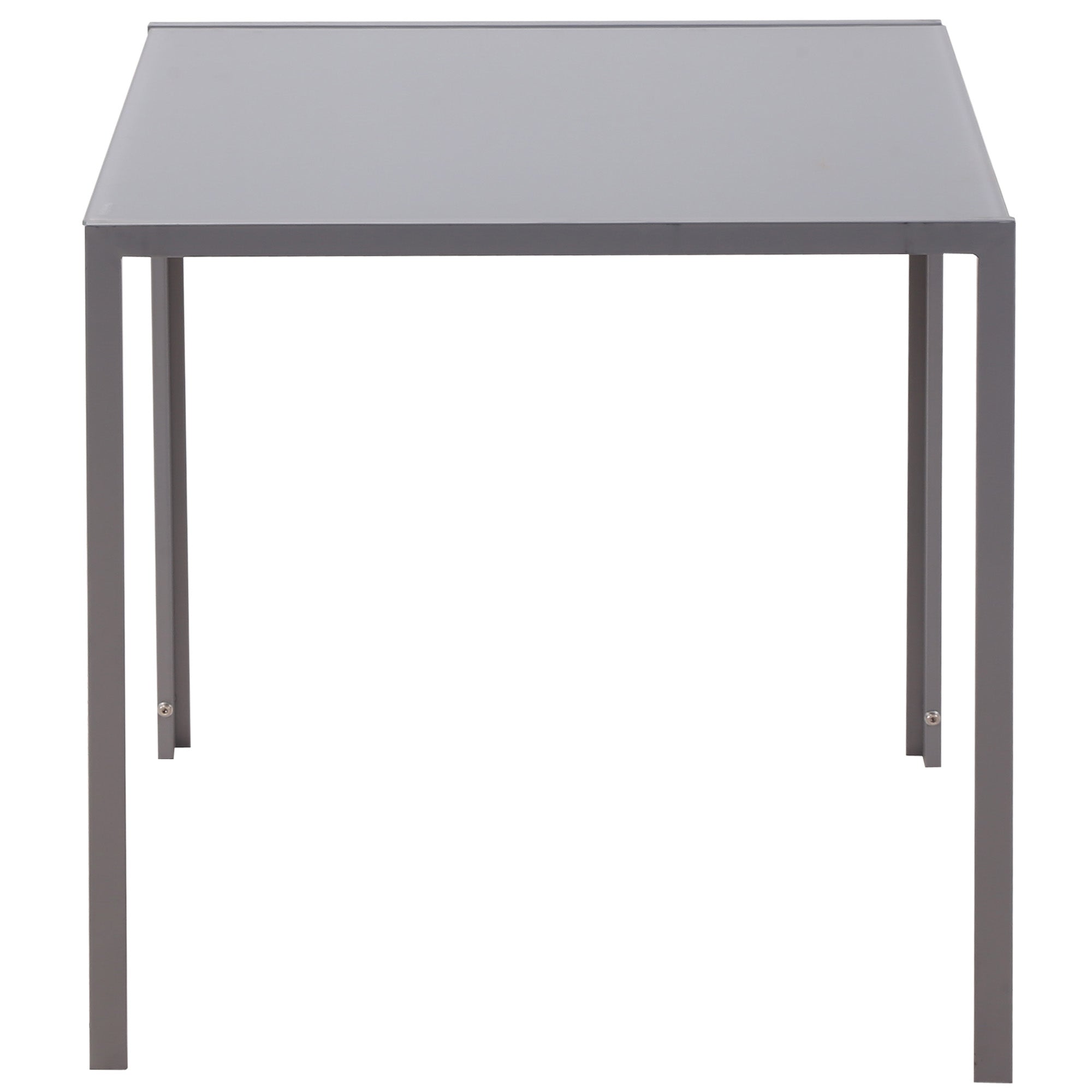 Kozy Modern Square Dining Table for 2-4 People, with Glass Top & Metal Legs for Dining Room, Living Room, Grey