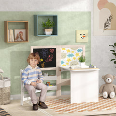 Kozy 3 in 1 Kids Table and Chair Set with Storage, Whiteboard, Blackboard & Roll Paper for 3-8 Years, White